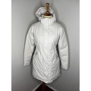 The North Face Women's HyVent Goose Puffer Down Jacket Hooded Ivory Size Small